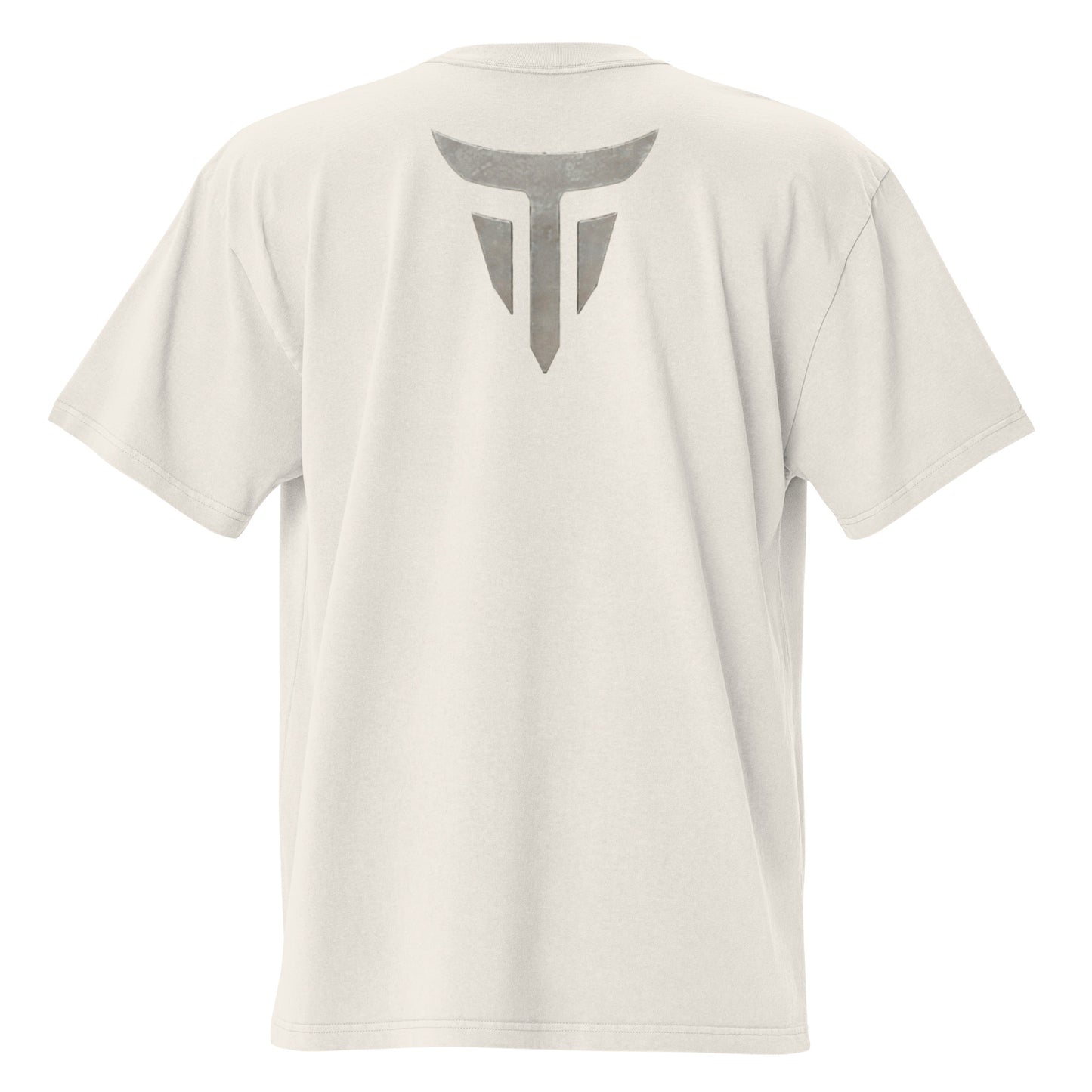 Warrior oversized heavyweight gym T-shirt in Faded Bone, back view