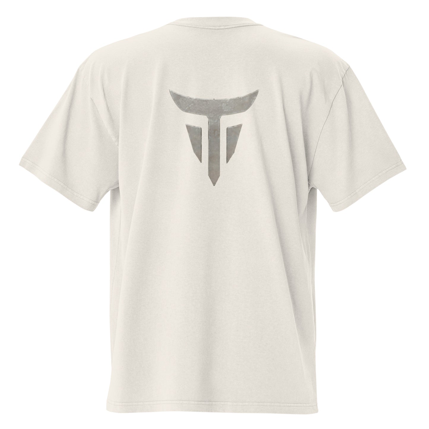 Relentless oversized heavyweight gym T-shirt in Faded Bone, back view