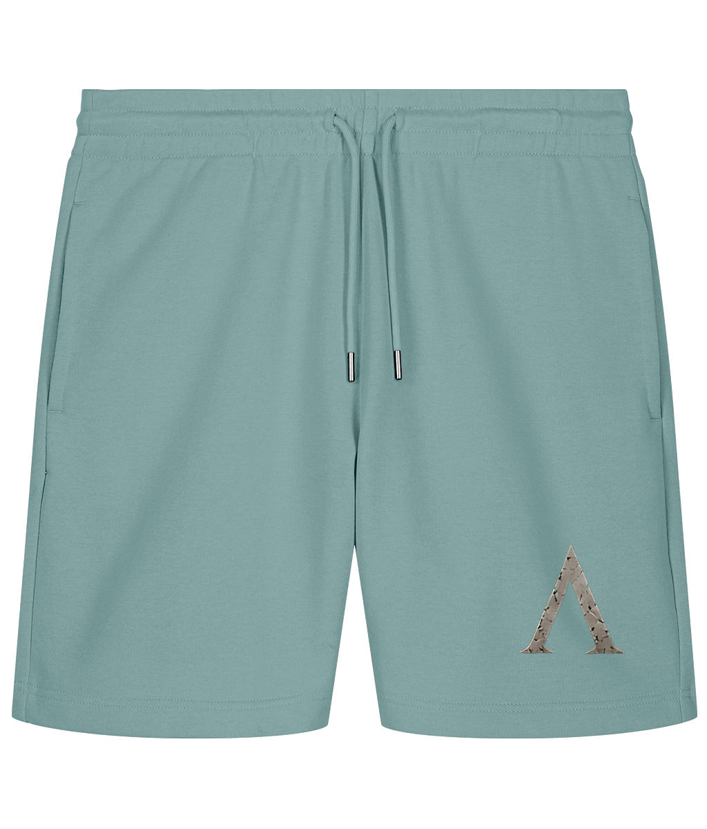 Warrior premium gym shorts in Teal Monstera, front view