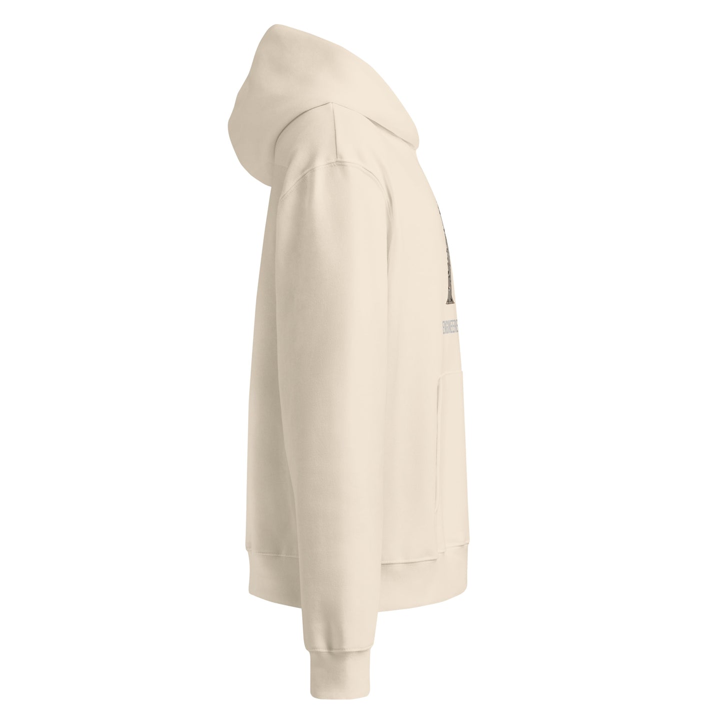 Warrior oversized heavyweight gym hoodie in Dust, right side view