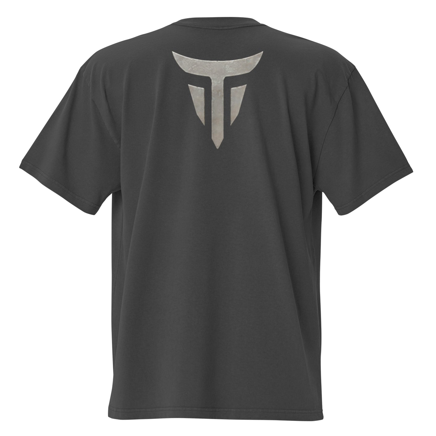 Warrior oversized heavyweight gym T-shirt in Faded Black, back view