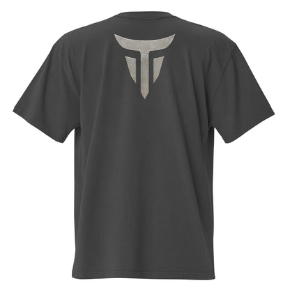 Warrior oversized heavyweight gym T-shirt in Faded Black, back view