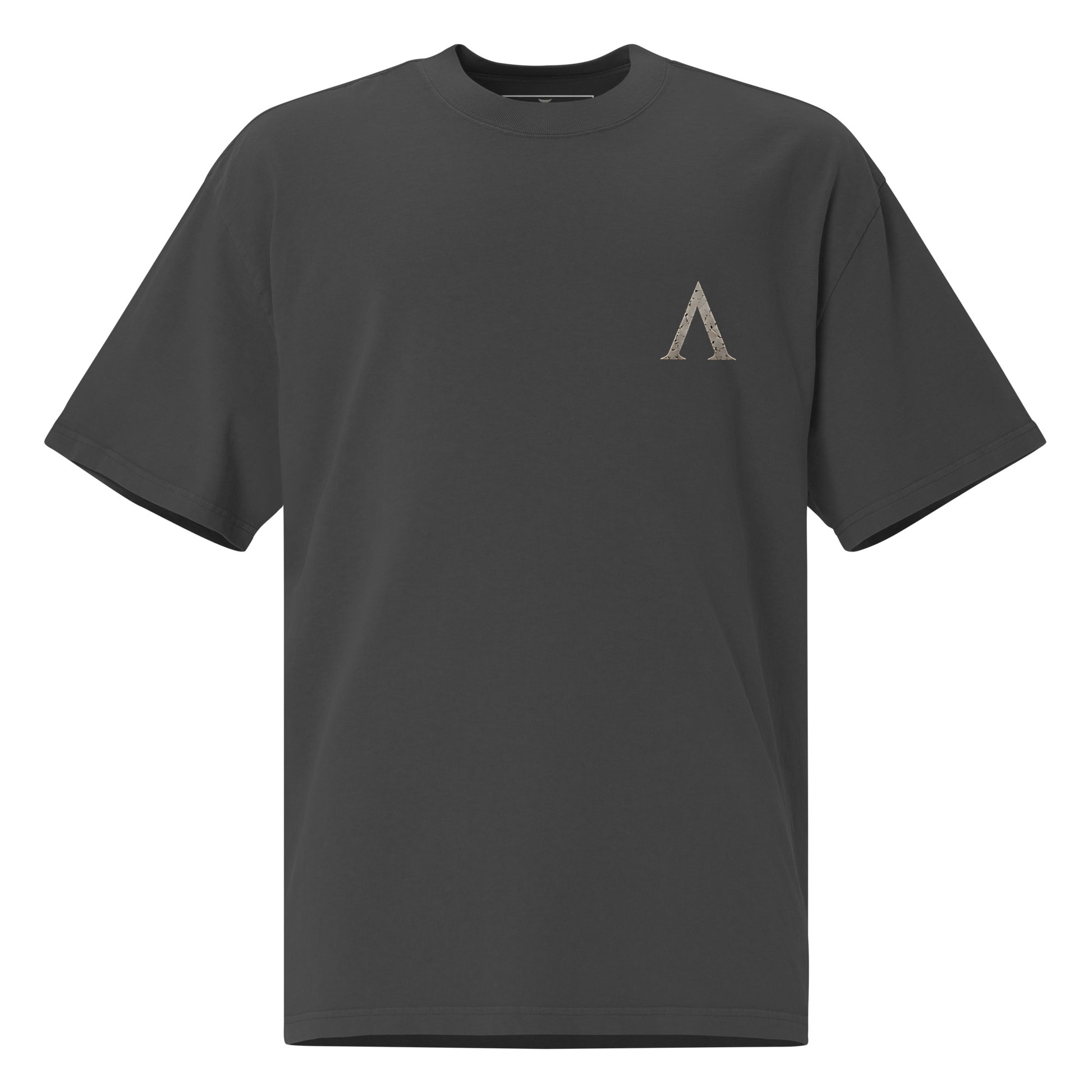 Warrior oversized heavyweight gym T-shirt in Faded Black, front view