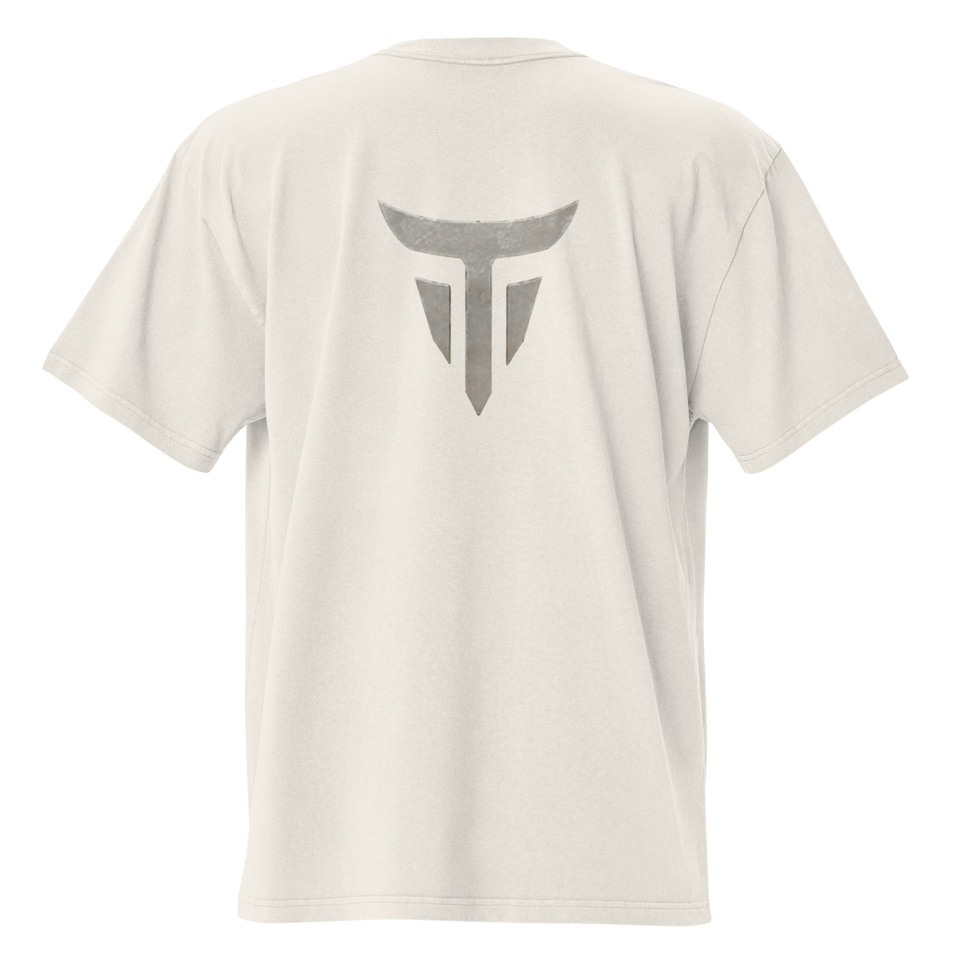Relentless oversized heavyweight gym T-shirt in Faded Bone, back view