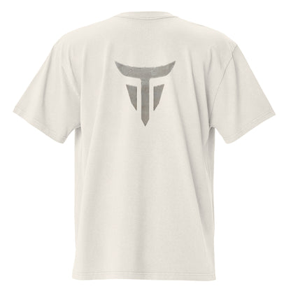 Relentless oversized heavyweight gym T-shirt in Faded Bone, back view