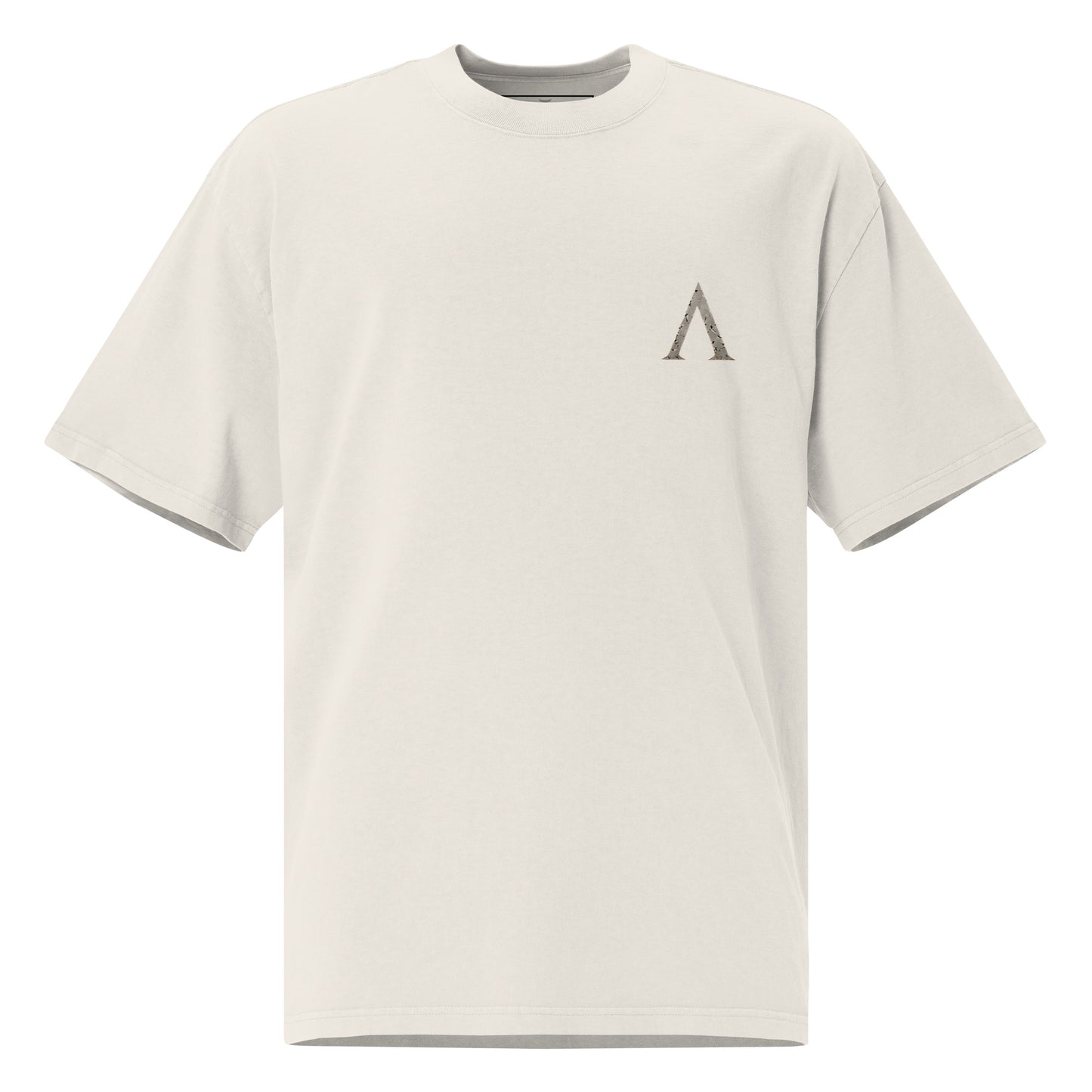 Warrior oversized heavyweight gym T-shirt in Faded Bone, front view