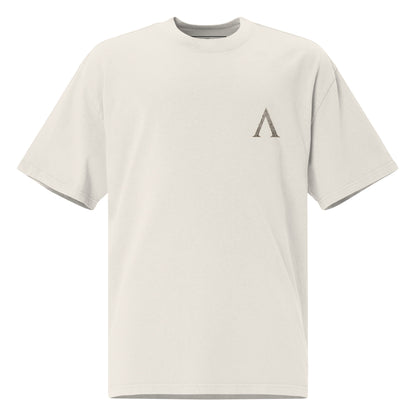 Warrior oversized heavyweight gym T-shirt in Faded Bone, front view