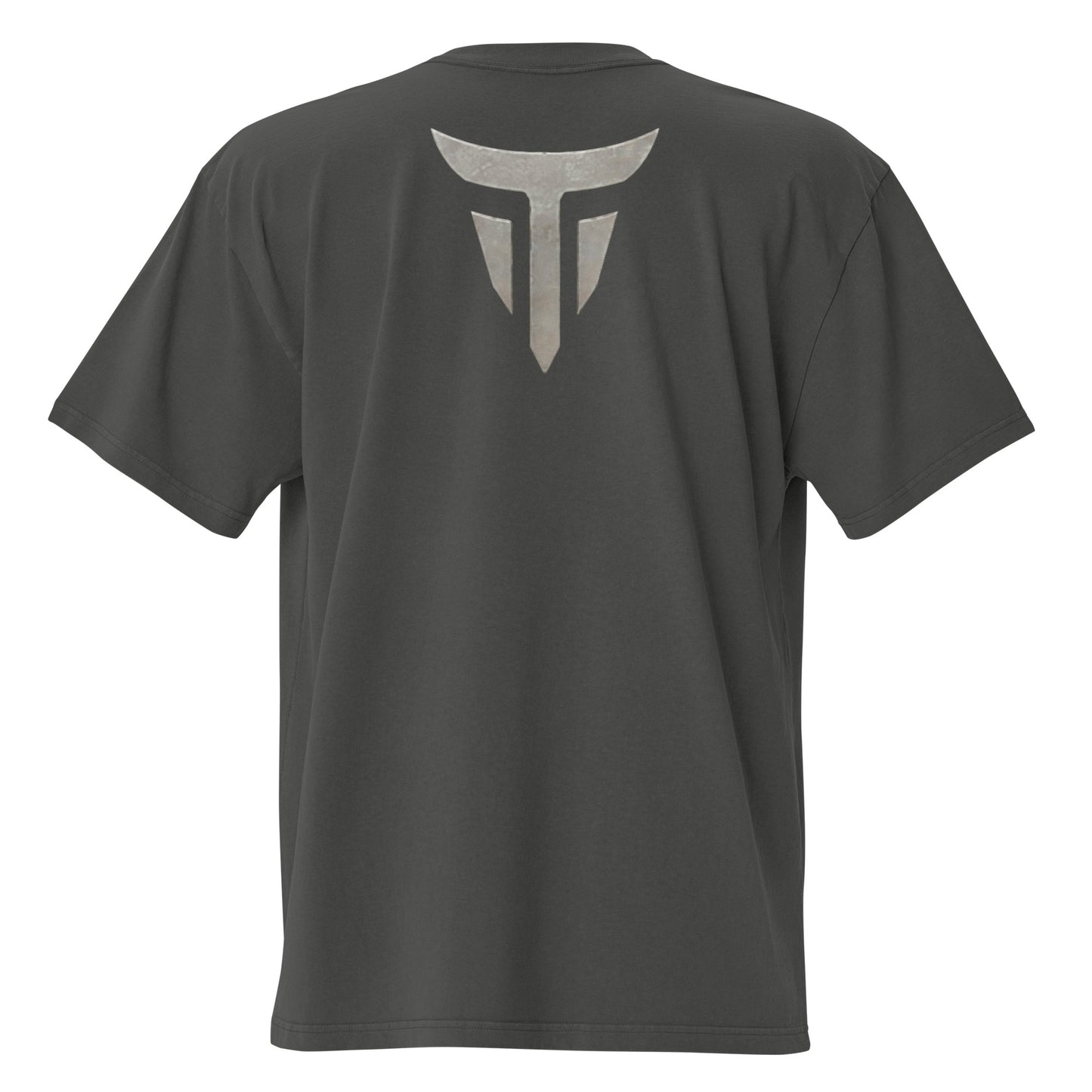 Warrior oversized heavyweight gym T-shirt in Faded Coal, back view