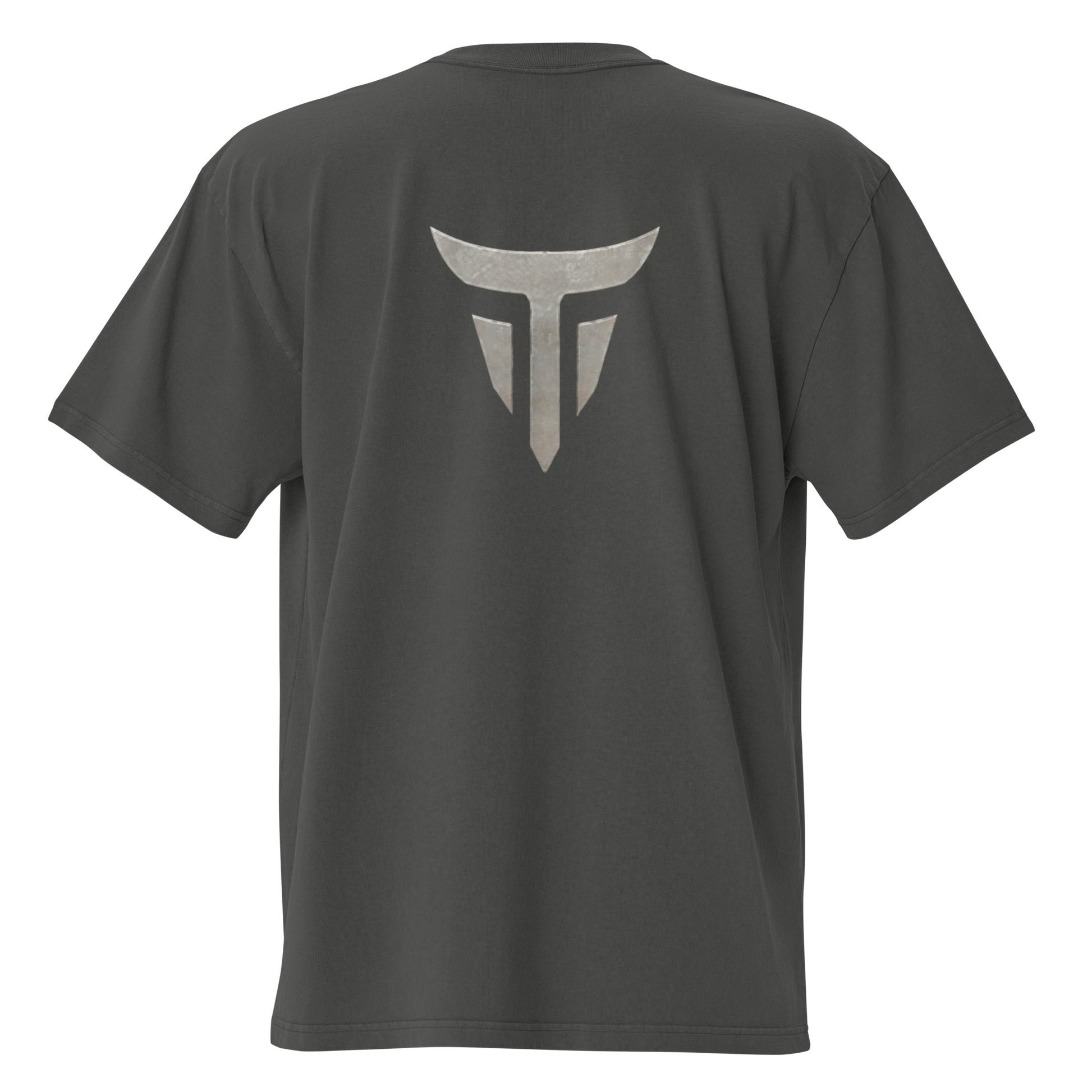 Relentless oversized heavyweight gym T-shirt in Faded Coal, back view