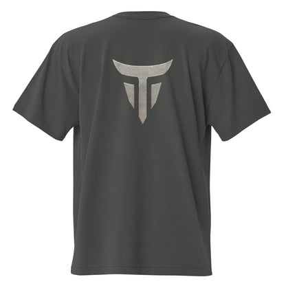 Relentless oversized heavyweight gym T-shirt in Faded Coal, back view