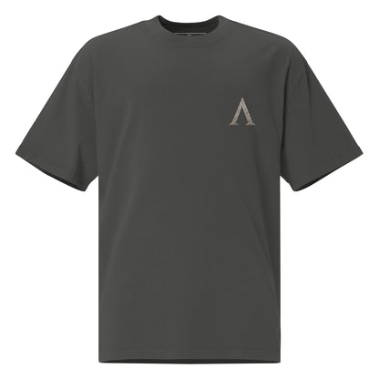 Warrior oversized heavyweight gym T-shirt in Faded Coal, front view