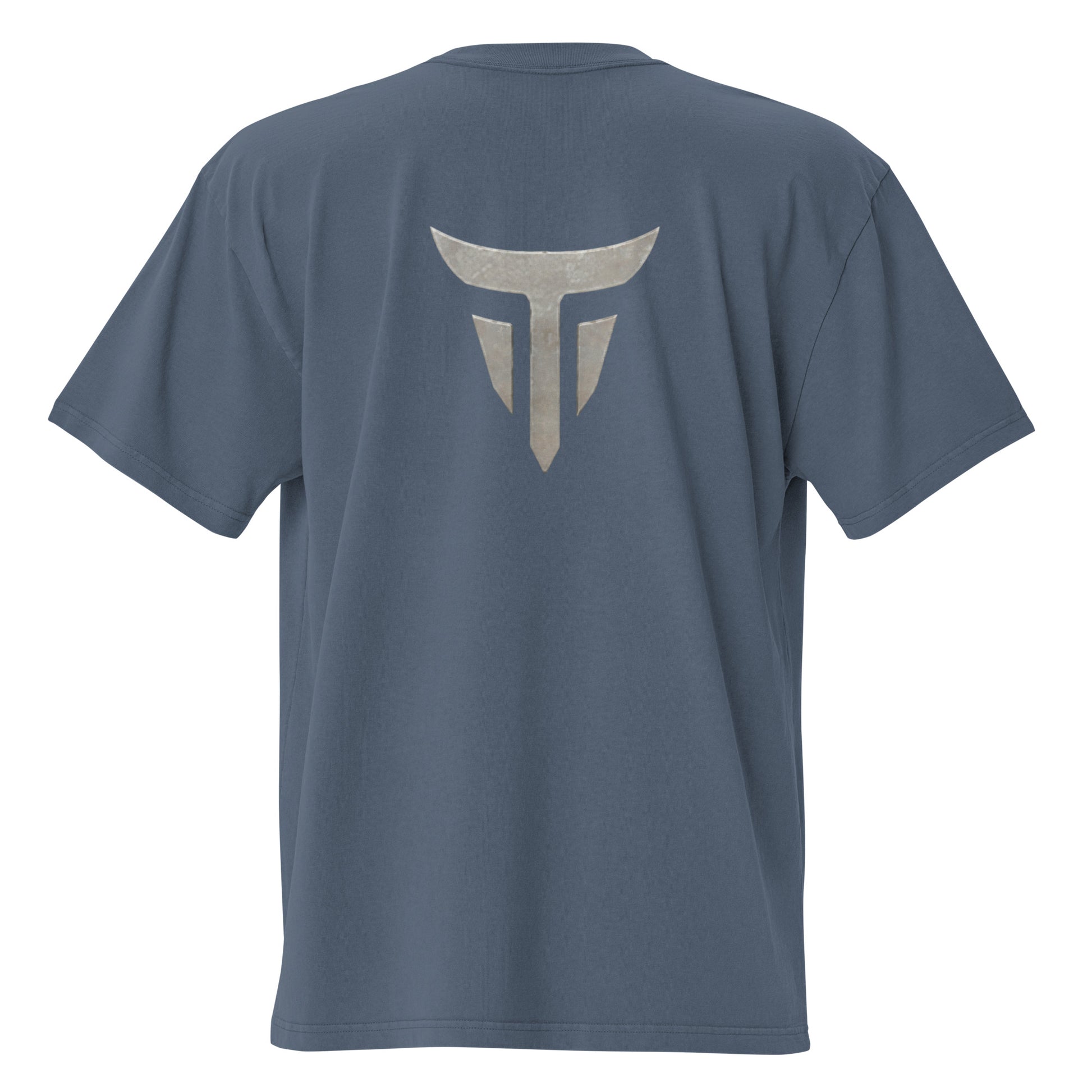 Relentless oversized heavyweight gym T-shirt in Faded Indigo, back view
