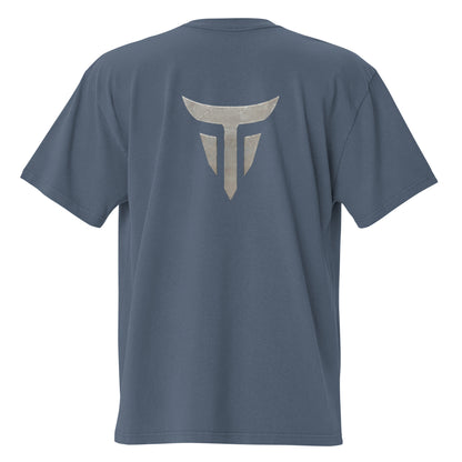 Relentless oversized heavyweight gym T-shirt in Faded Indigo, back view