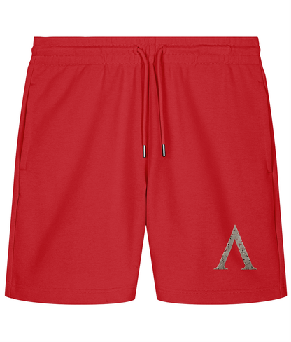 Warrior premium gym shorts in Red, front view