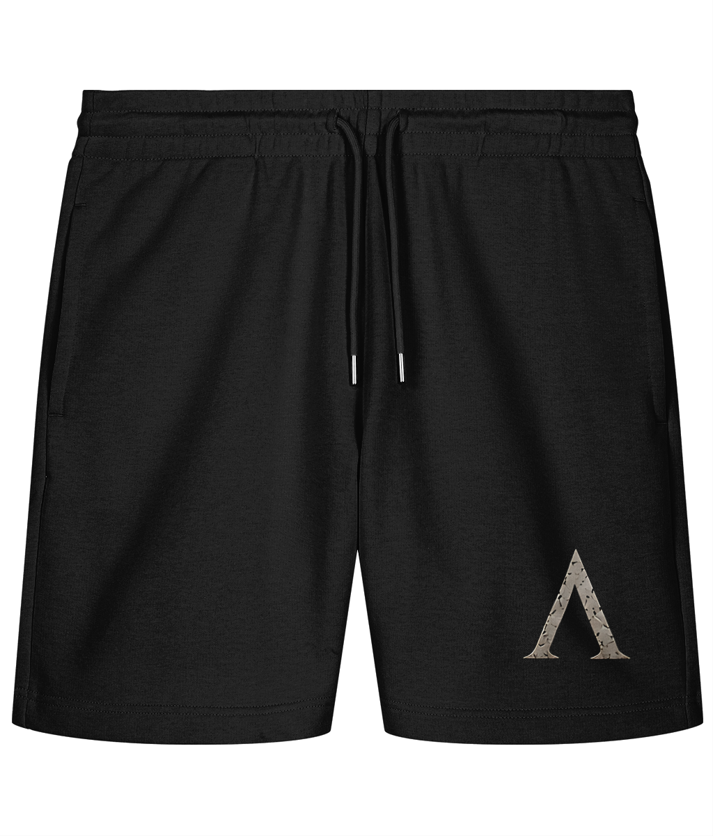 Warrior premium gym shorts in Black, front view