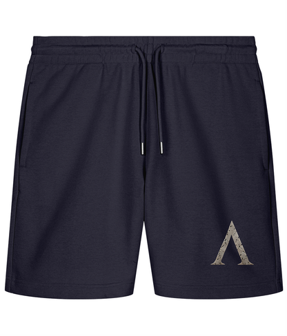 Warrior premium gym shorts in French Navy, front view