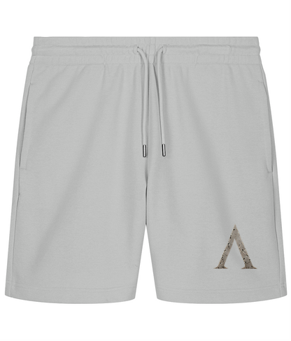 Warrior premium gym shorts in Heather Grey, front view