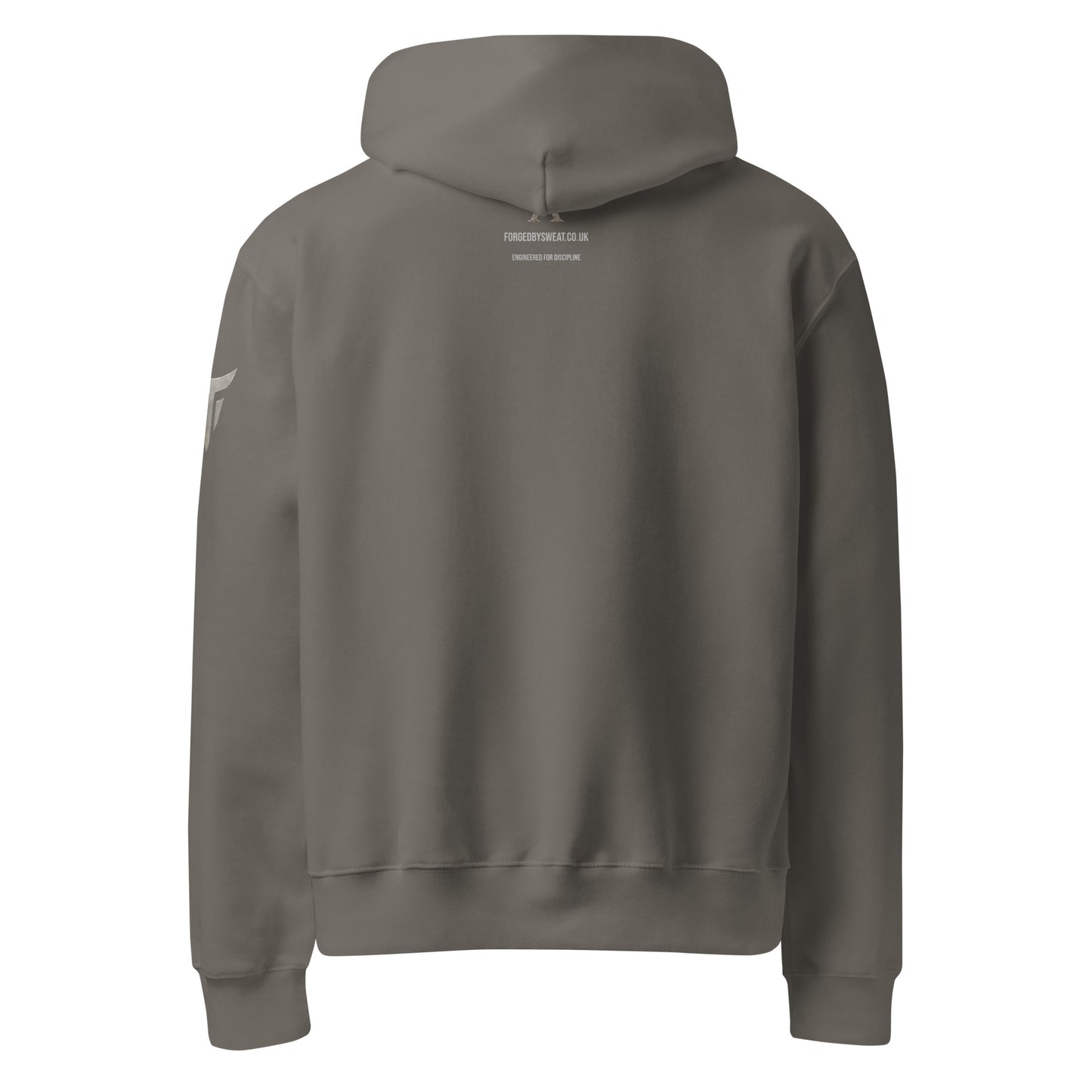 Warrior oversized heavyweight gym hoodie in Asphalt, back view