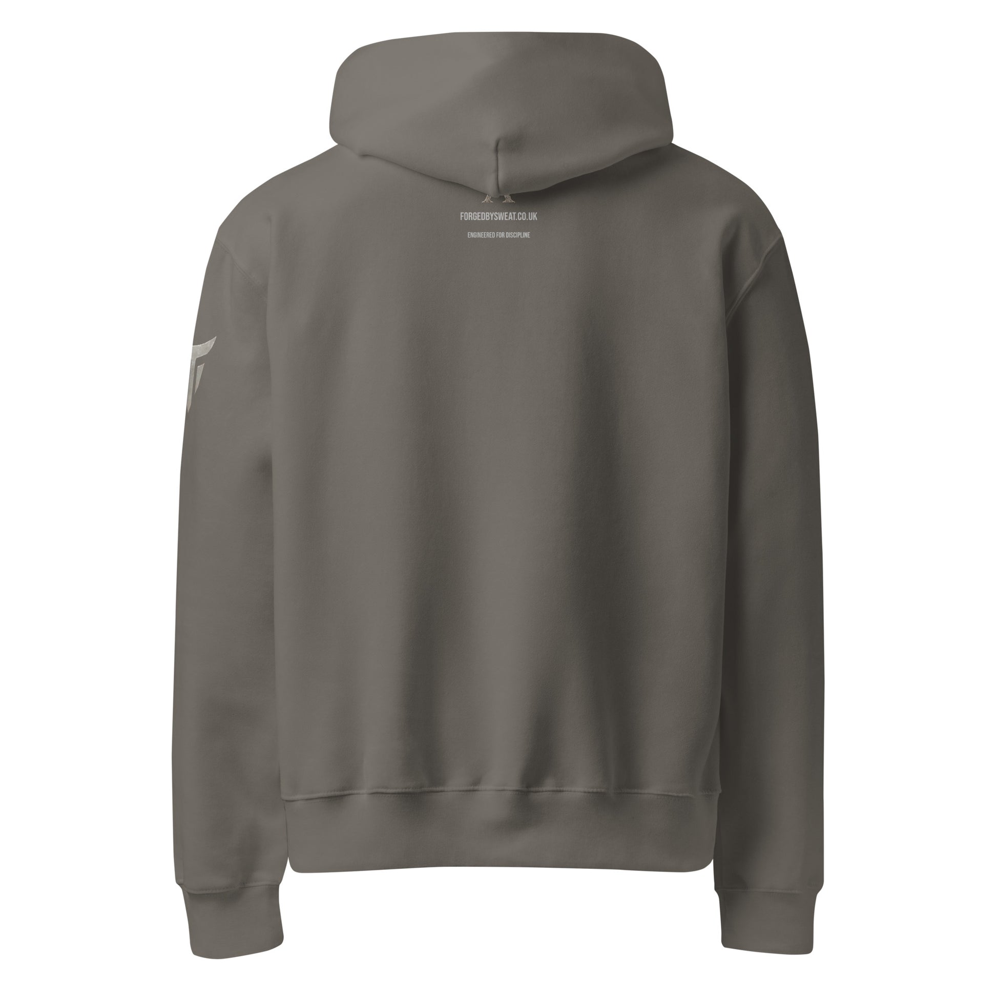 Warrior oversized heavyweight gym hoodie in Asphalt, back view