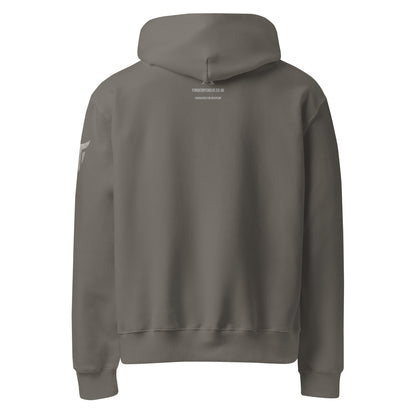 Warrior oversized heavyweight gym hoodie in Asphalt, back view