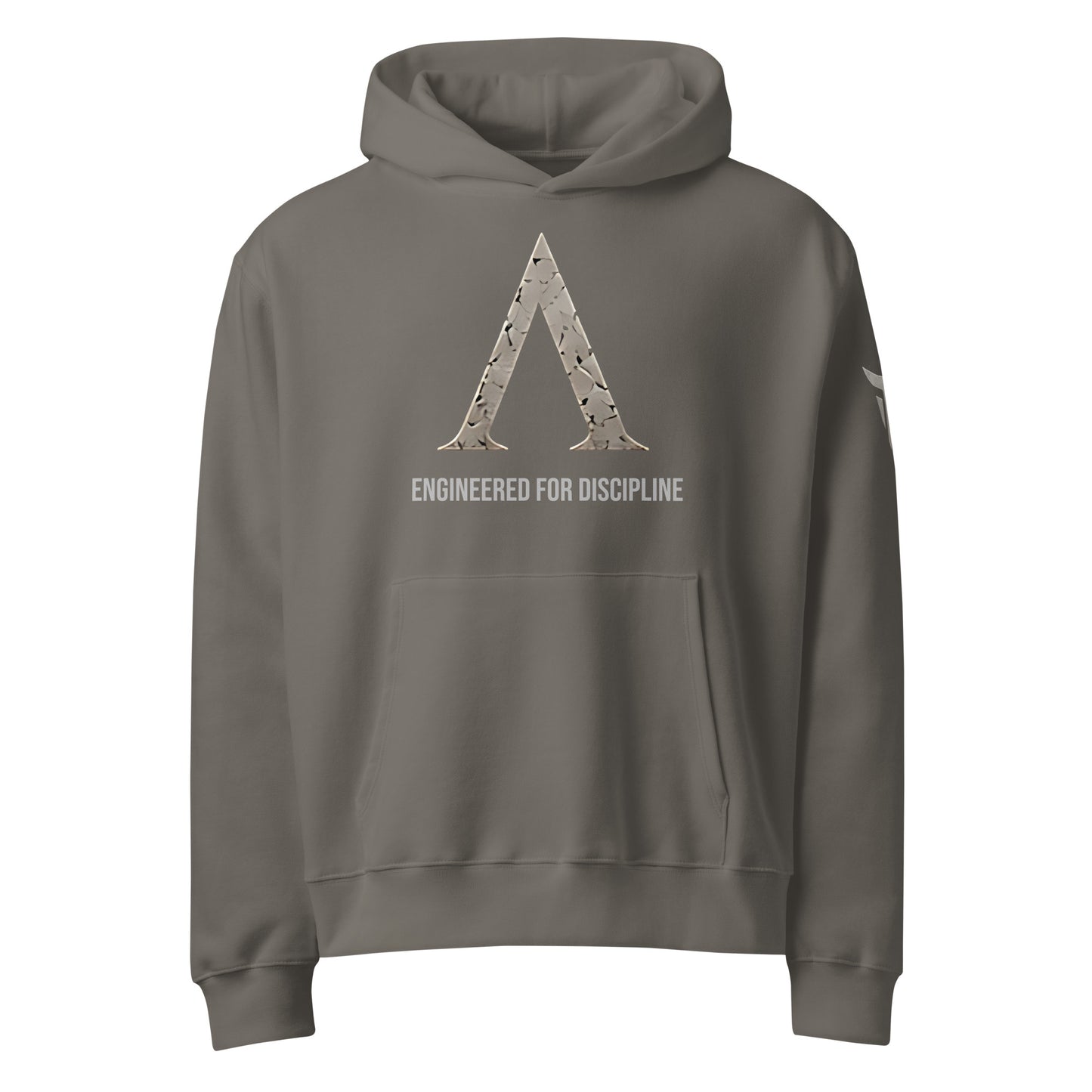 Warrior oversized heavyweight gym hoodie in Asphalt, front view
