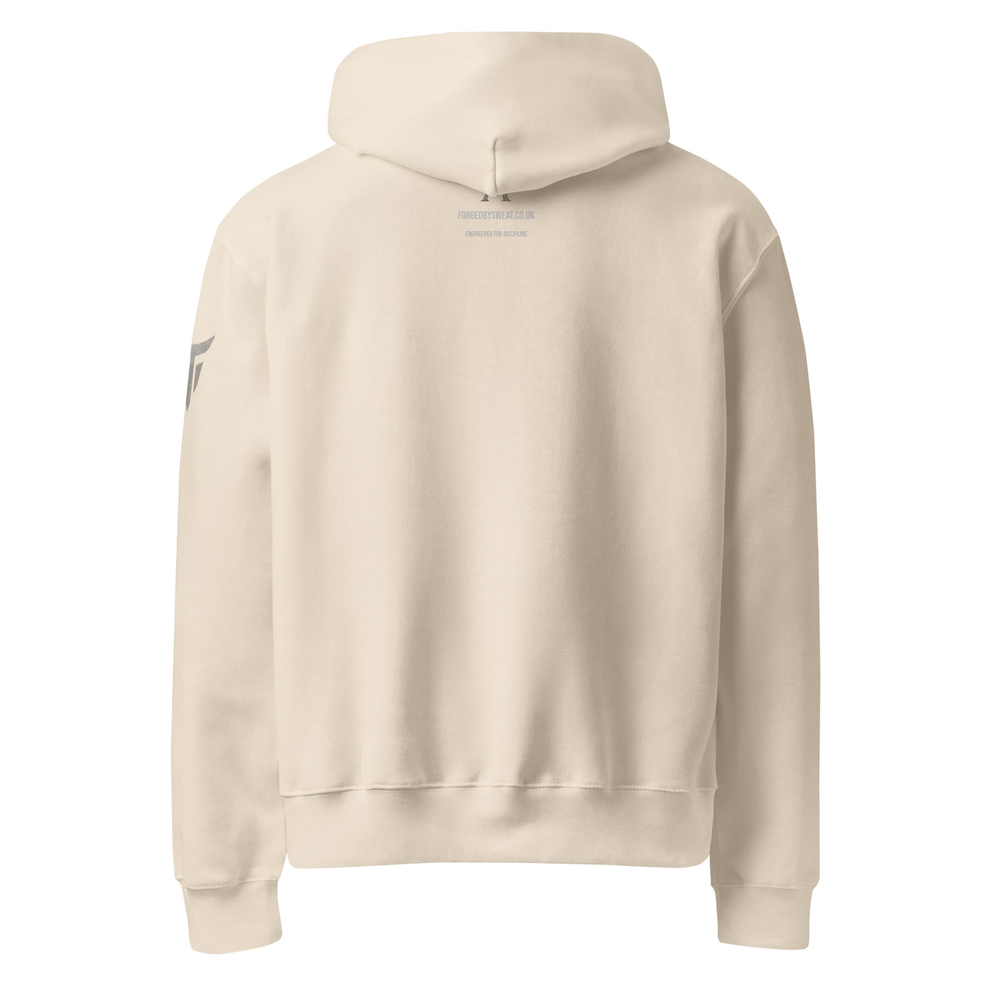 Warrior oversized heavyweight gym hoodie in Dust, back view