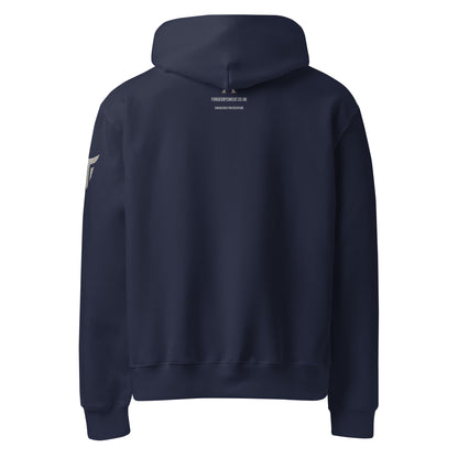 Warrior oversized heavyweight gym hoodie in Navy, back view