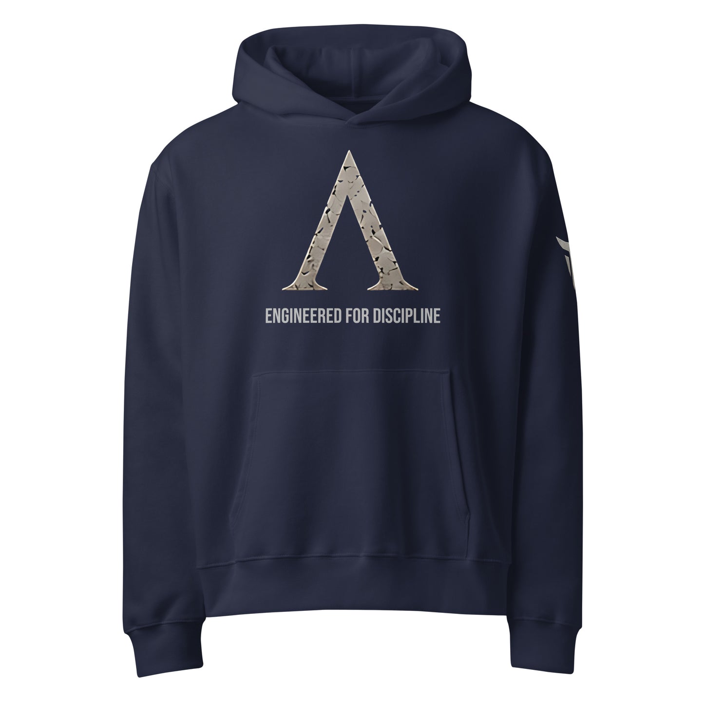 Warrior oversized heavyweight gym hoodie in Navy, front view