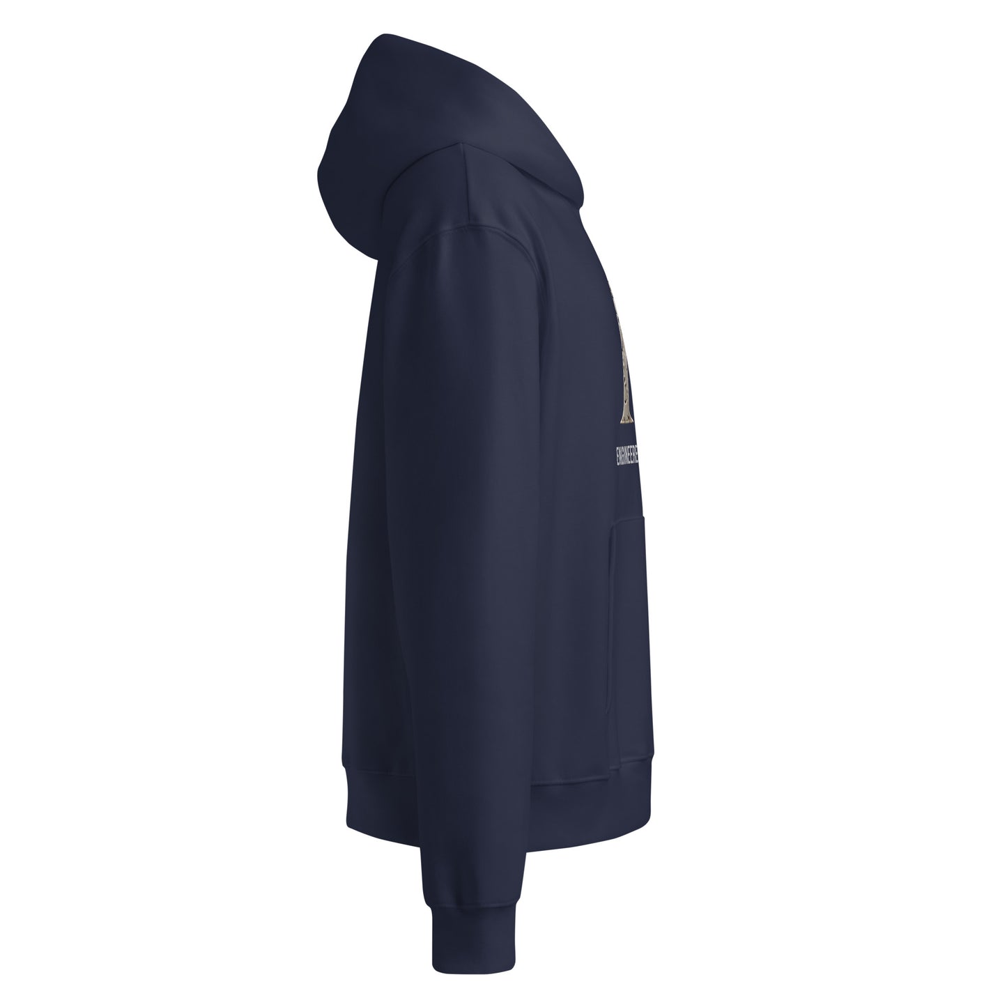 Warrior oversized heavyweight gym hoodie in Navy, right side view