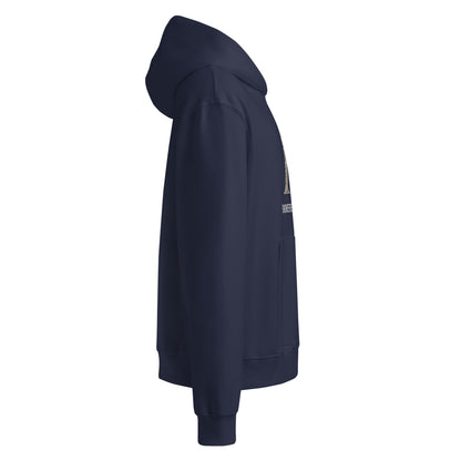 Warrior oversized heavyweight gym hoodie in Navy, right side view